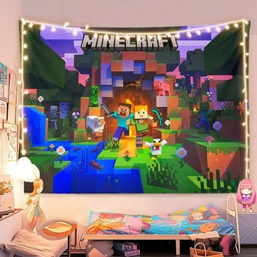 【台灣出貨 送氛圍燈】我的世界背景布 Minecraft遊戲周邊掛布 學生房間臥室墻上裝飾 遮醜墻布 床頭背景布