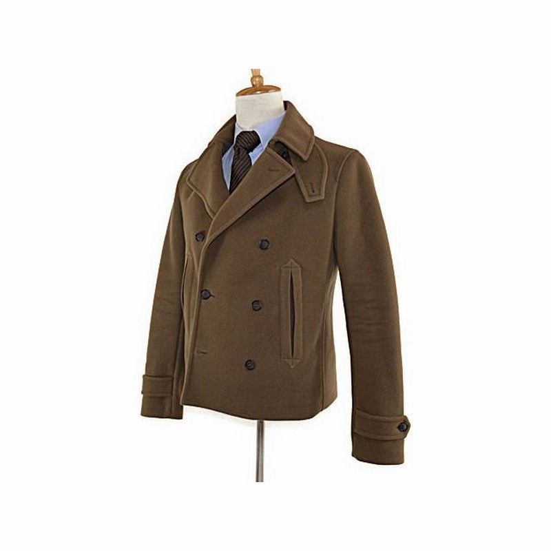 ジョルジオアルマーニ レザーダブルブレストコート/黒 52（5300)ejhbj