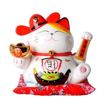 卓弘 貓擺件開業家居電動搖手大號陶瓷儲蓄罐禮品