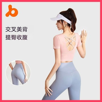 🌈ATC✨🔣聚衣堂美背瑜伽服套裝顯瘦運動上衣女裸感帶胸墊瑜伽套裝女