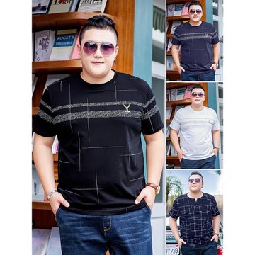 特價新款胖子男裝大碼加肥加大短袖圓領T恤寬松衣服肥佬個性薄款