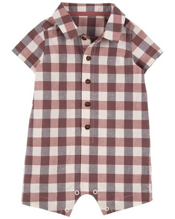 Baby 1-Piece Brown Plaid Romper
