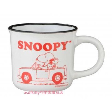 asdfkitty*內海產業 SNOOPY史努比 復古琺瑯風 陶瓷馬克杯-200ML-紅色-日本正版商品