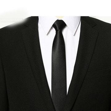 拉福，領帶中窄版領帶6cm領帶拉鍊領帶(黑細斜)