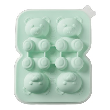 FaSoLa 食品級鉑金矽膠卡通條型製冰盒，冰格小熊4格，尺寸12x15.5x5cm，耐溫-40°C~230°C  12 x 5 x 15.5cm  冰格小熊 4格  1個