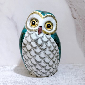 【翠釉福鴞】日本九谷燒貓頭鷹 | 綠釉彩