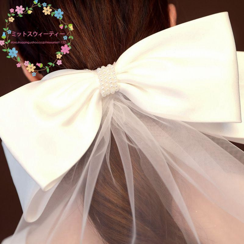 リボン ショートベール チュール パーティー 結婚式 ヘッド リボン ショートベール チュール パーティー 結婚式 ヘッド