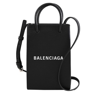 BALENCIAGA 巴黎世家 593826 Shopper 品牌LOGO兩用迷你紙袋包.黑
