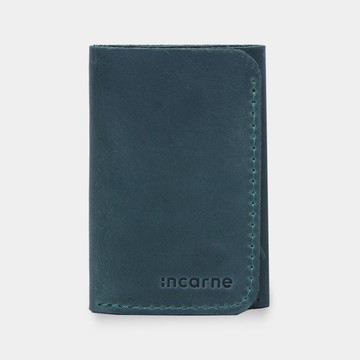 綠色皮革鑰匙圈錢包 附卡槽和現金袋