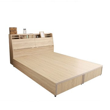 本木-薩魯 LED燈光房間二件組-雙人5尺 床頭+六分底雙人5尺