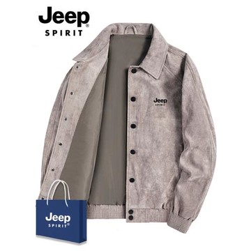 JEEP秋季新款麂皮薄款外套美式復古秋冬翻領休閑夾克時尚帥氣男裝