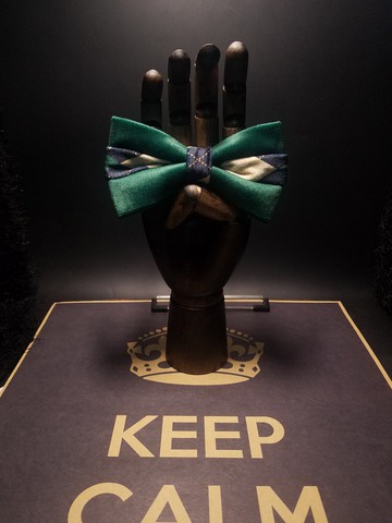 墨綠色英倫風格子領結學院風蝴蝶結