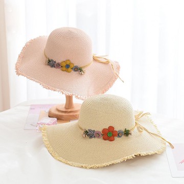 現貨+預購 渡假草帽草編遮陽帽編織帽大帽簷-花朵蝴蝶結毛邊大簷女帽子5色73yg18【獨家進口】【米蘭精品】