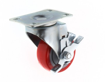 【3英吋】烏龜車輪子 314 PU輪 平板邊剎車輪子 萬向輪(低腳)