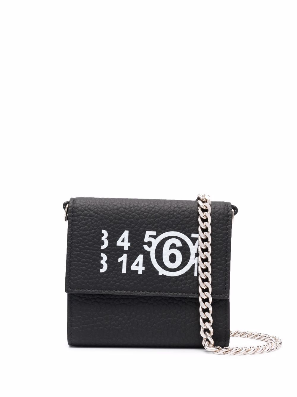 MM6 Maison Margiela - logo-number leather pouch bag - women - Polyester/Calf Leather - One Size - Black