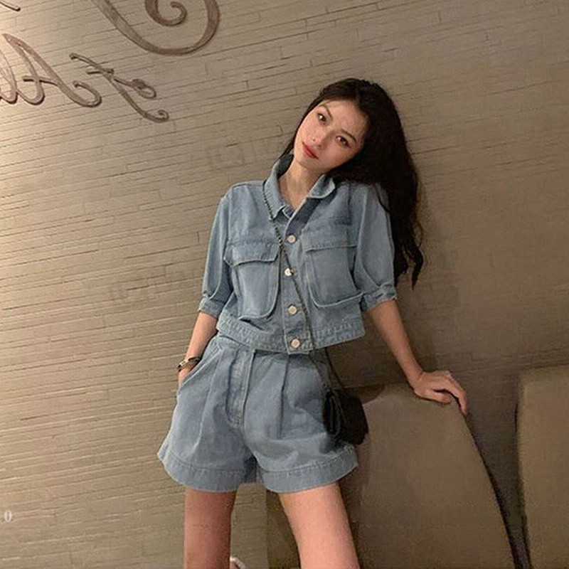 デニムセットアップ レディース パンツ 2点セット 入学式 卒業式 ジャケット パンツ 半袖 無地 夏物 パンツスーツ 結婚式 着痩せ 通販 Lineポイント最大0 5 Get Lineショッピング