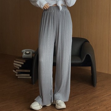 【Aa.chic】超涼感坑條鬆緊寬褲(三色).女裝/超涼感/坑條/鬆緊/寬褲【C278194】