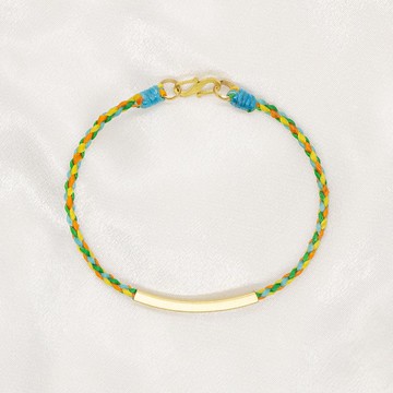 四股編繩 黃銅方弧 蠶絲蠟線手環