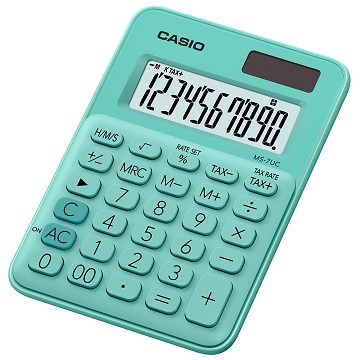 【CASIO 】10位元繽紛馬卡龍色迷你型計算機-薄荷綠 (MS-7UC-GN)