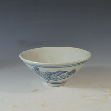 復古明晚期風格 仿古瓷器 手繪花卉紋瓷碗 飯碗斗笠碗古董古玩663