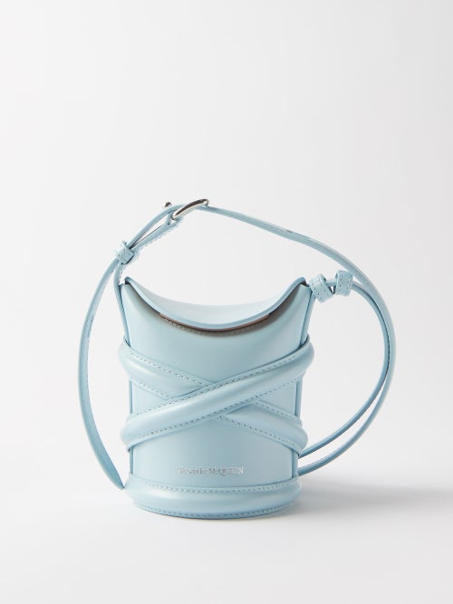 Alexander Mcqueen - The Curve Mini Leather Cross-body Bag - Womens - Light Blue