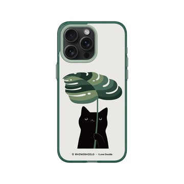 iPhone 15 Pro Max Clear 憂墨綠 - ilovedoodle (Lim Heng Swee) - Cat and Plant - Umbrella