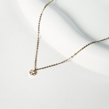 白鋯石生日石316醫療鋼項鍊/4月 誕生石 不鏽鋼項鍊 單鑽 鎖骨鍊