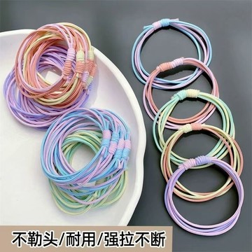 闆娘推薦🌈高顏值基礎皮筋女糖果色彩色髮圈扎頭繩氣質四股橡皮筋高彈力手鍊