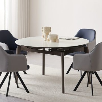 MUNA家居  39型4.3尺玻璃拉合餐桌/不含椅  130X130X76.5cm