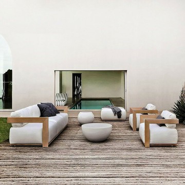 優樂悅~北歐戶外沙發柚木防水防曬原木民宿別墅簡約室外花園庭院露天家具