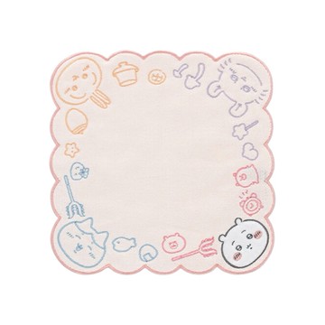 (預購)  Chiikawa吉伊卡哇專區 吉伊卡哇摺雲朵邊刺繡手帕 約25*25cm (JN2168)