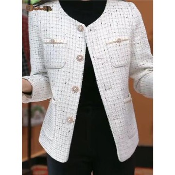 媽媽春秋季百搭小香風顯瘦修身外套女裝新款長袖小西裝女洋氣上衣