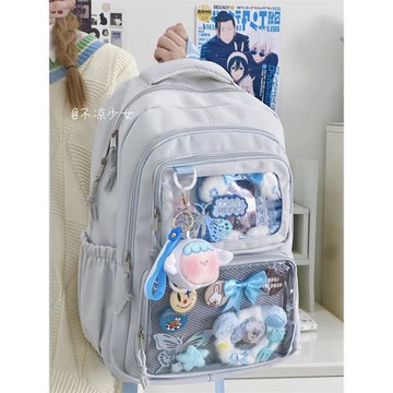 日系二次元漫展書包女學生大容量雙肩包透明吧唧谷子扎板痛包娃包