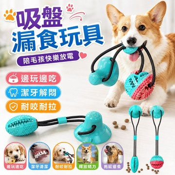 【台灣出貨】吸盤漏食球｜狗狗磨牙玩具｜啃咬訓練玩具｜寵物互動玩具｜狗貓用品推薦