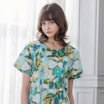 Rosemaid 羅絲美 - 鬱金香100%純棉短袖洋裝睡衣-綠色 【R6103】