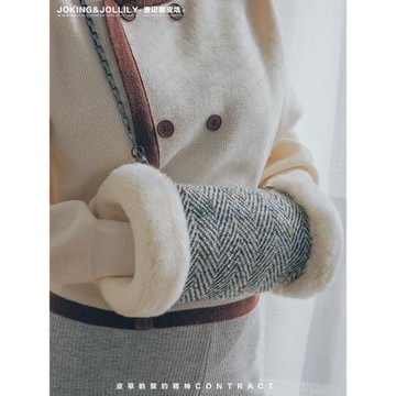 [御皮坊]暖手套獺兔毛新款暖手寶女生隨身手捂毛絨暖手筒暖手袋