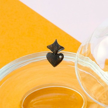 心 手工木製耳環 925純銀針托 單隻 禮物訂製