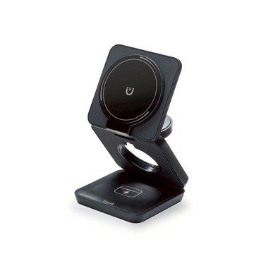 B110 【台灣製造】22W快充三合一摺疊支架磁吸無線充電器(黑)