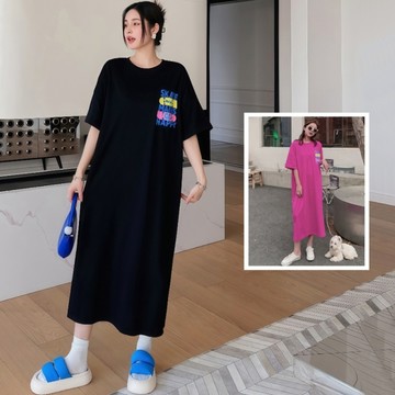 ＊ORead＊圓領印花長版連身裙(2色M~2XL)