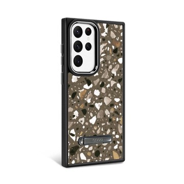 S24/S23系列 軍規防摔鋁合金鏡頭框立架手機殼-棕磨石