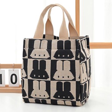 上班手提包飯盒袋子小拎包百搭小清新加厚帆布結實媽咪小包便當包