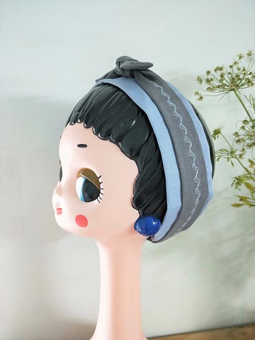 雙層髮帶-細版-雲霧電繡