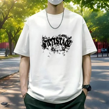 圓領純棉短袖T恤大尺碼男裝體恤 印花短t夏季新款 簡約休閒Oversize短袖 短袖上衣男