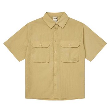The North Face 北面 短袖上衣 男裝 襯衫 防潑水 卡其【運動世界】NF0A8C0WLK5