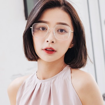 【ALEGANT】潮流經典輕盈透光銀金屬方框UV400濾藍光眼鏡
