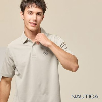 Nautica 官方旗艦 男裝  經典徽章吸濕速乾短袖POLO衫-卡其色