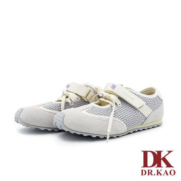 【DK 氣墊鞋】麂皮網布魔鬼氈芭蕾休閒鞋 63-6092-69 灰色