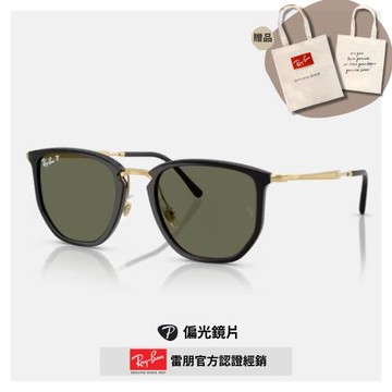 【RayBan 雷朋】六角形複合式偏光太陽眼鏡(RB4451-630658 53mm 偏光鏡片)
