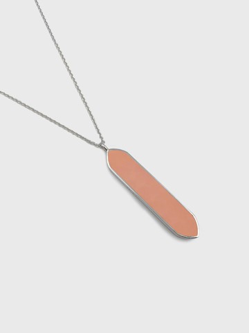 Rose Quartz Natural Stone Hexagon Necklace (JS-22-002N-RQ) [SILVER]
