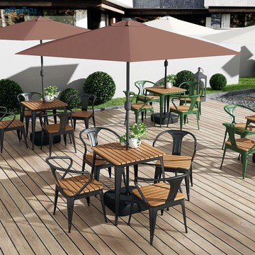 免運 戶外桌椅組合 庭院桌椅 奶茶店咖啡廳露臺實木室外桌椅套件客廳庭院戶外鐵藝組合戶外桌椅 可開發票 全館五折 工廠現貨直銷 新品特價 b8311